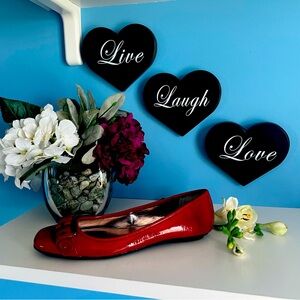 Alfini Red patent faux leather flat with buckle accents size 8.